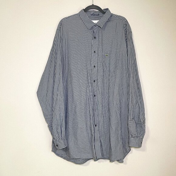 Men's 2XT Lacoste Black & Gray Plaid Long Sleeve Button Down Shirt - Picture 1 of 6